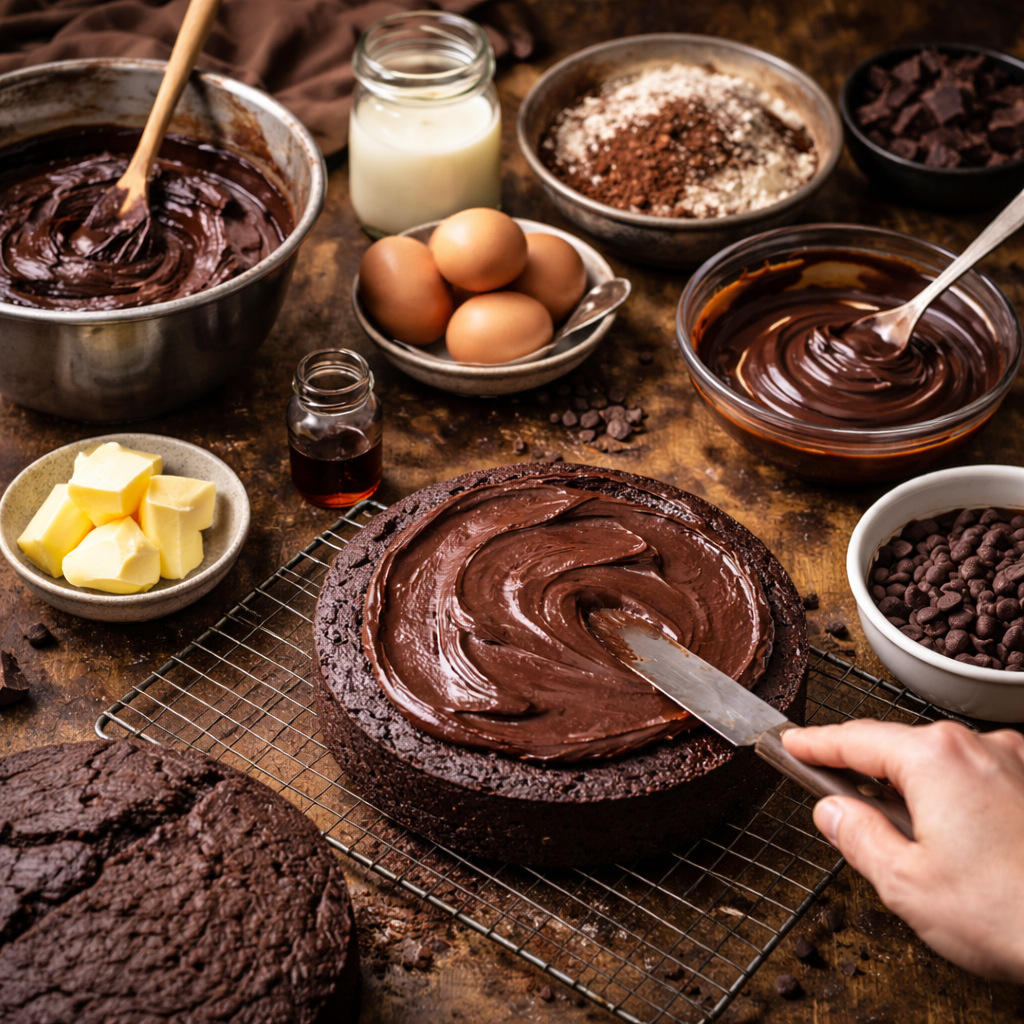 chocolate cake baking process