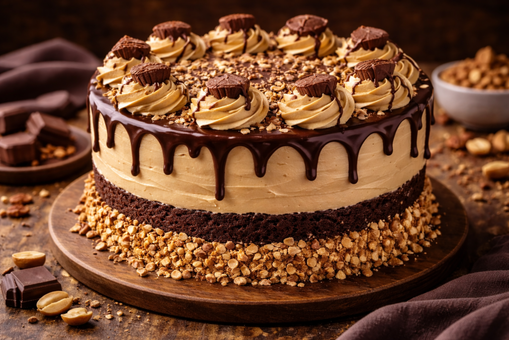 chocolate cake peanut butter frosting