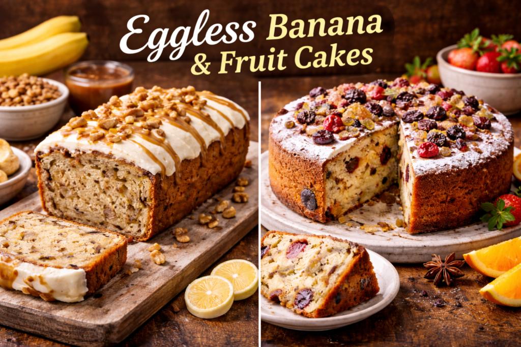 Eggless Banana & Fruit Cake
