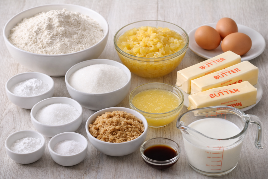 Ingredients of pineapple cake 